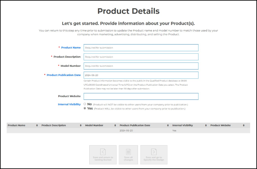 Product Details form in Qualification Workspace showing the fields listed below