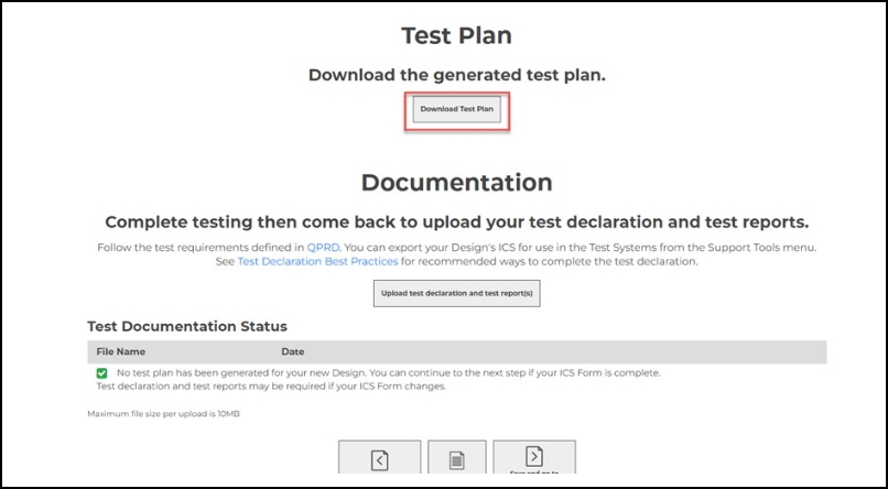 Test Documentation Status showing a green check mark indicating no test plan is required